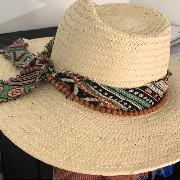 NWT Madewell x Wyeth Straw Kassia Pattern Beaded Wide Brim Straw Rancher Hat OS - Picture 5 of 10